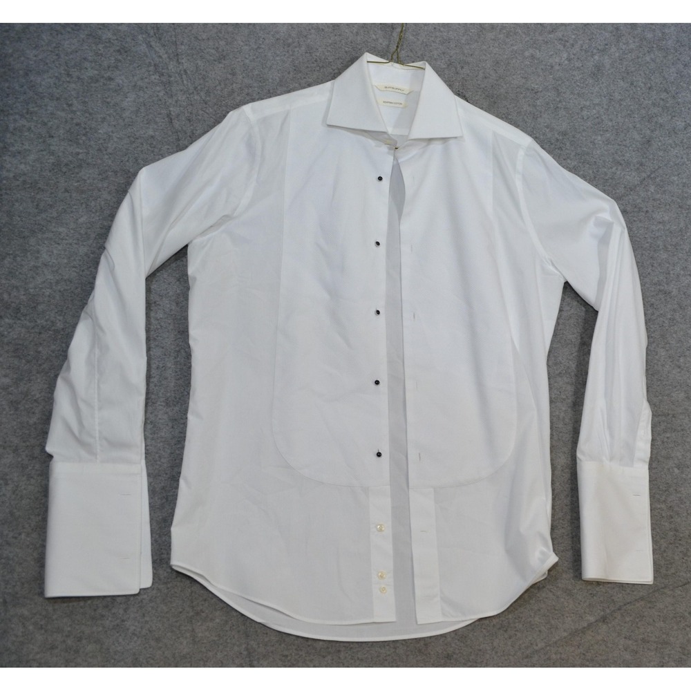 Suitsupply Dress Shirt Mens 15.75 40 White Slim Bib French Cuff Long Sleeve